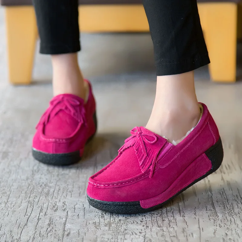 Хлопковые туфли HOKSZVY бархатные на низком каблуке толстой подошве кожаные женские