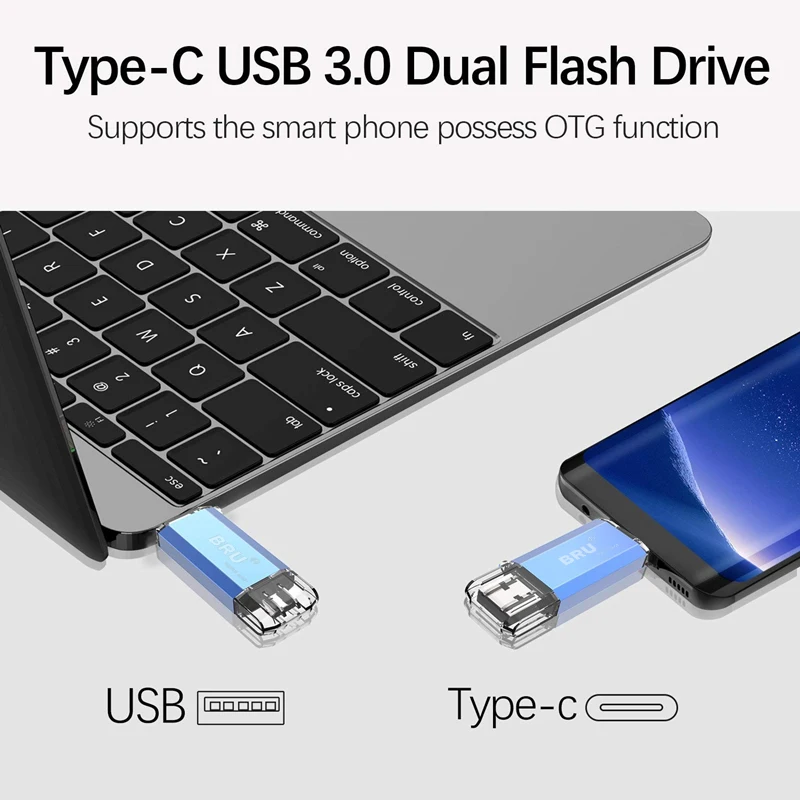 BRU OTG флешка Usb 3,0 флеш-накопитель type-c высокоскоростной флеш-накопитель Usb флешка 16g 32g 64gb 128gb Логотип на заказ
