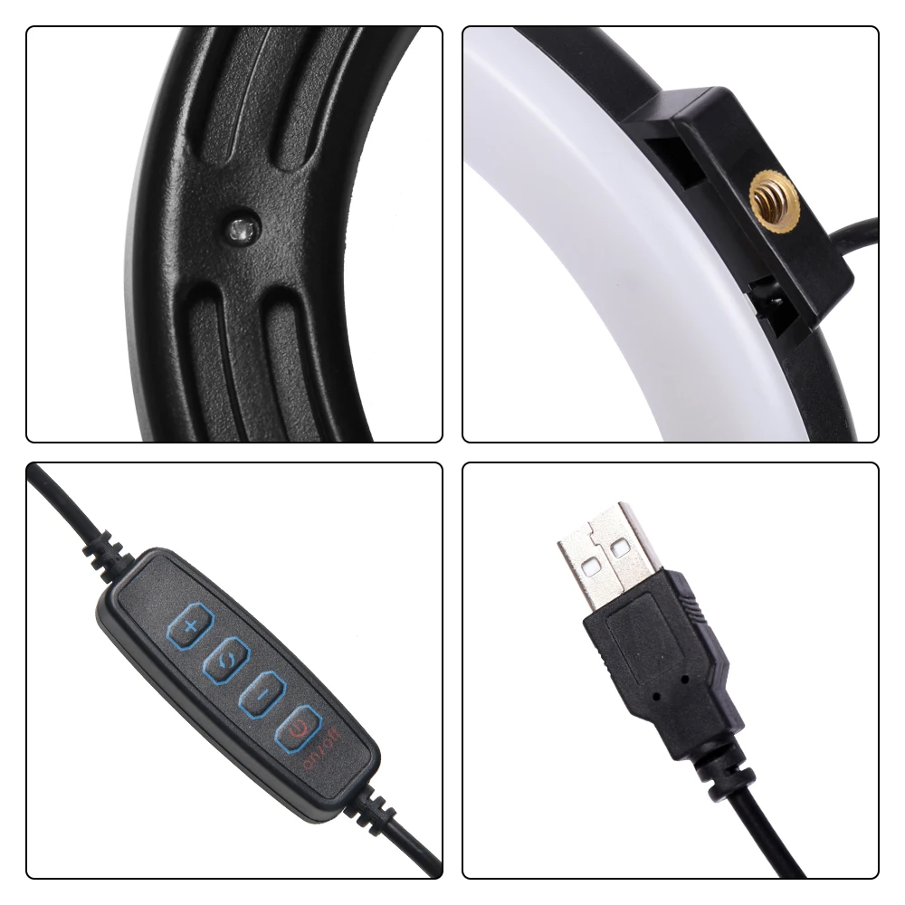 Кольцевой мини-светильник для селфи 6 дюймов со штативом и USB-разъемом |