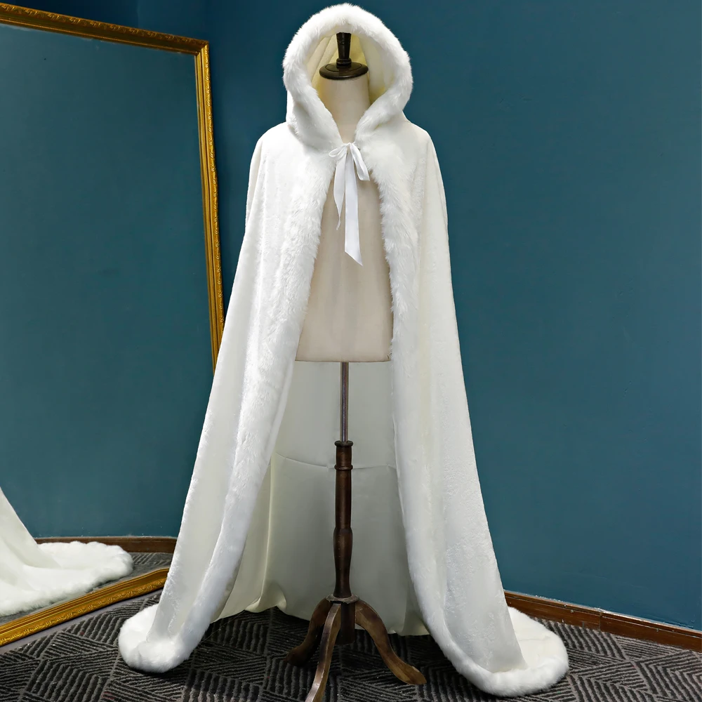Зимние длинные куртки теплое зимнее свадебное Накидки Свадебная накидка пол