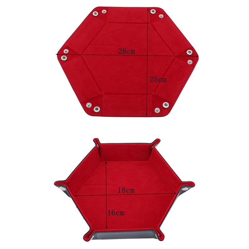 

Rolling Folding Hexagon Dice Game Storage Tray Holder Double Sided Thick PU Leather&Velvet Dice Mat Office Supplies