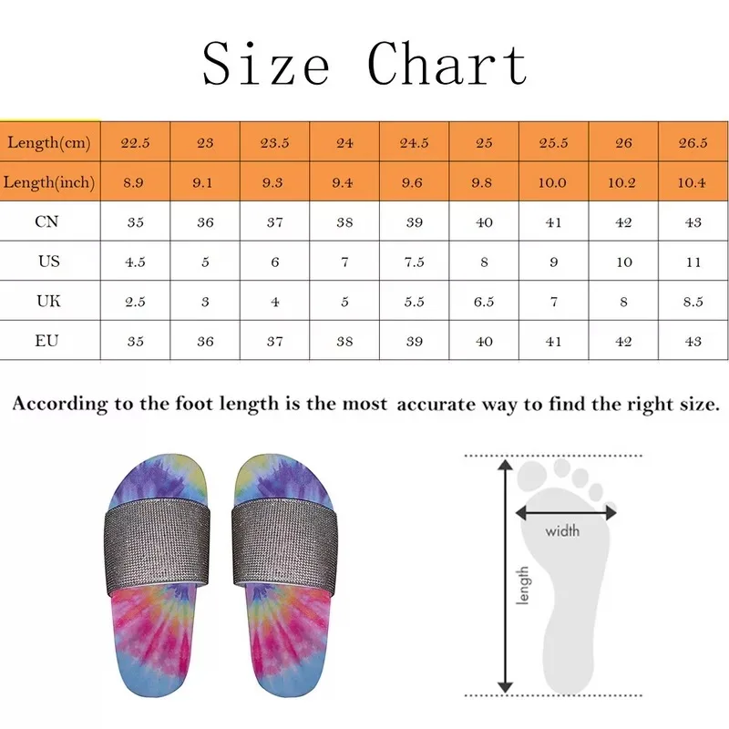 

New Designer Womens Tie-dye Slippers Summer Slippers Glitter Bling Slide Flat Slippers Shoes Low Heel Comfortable Breathable