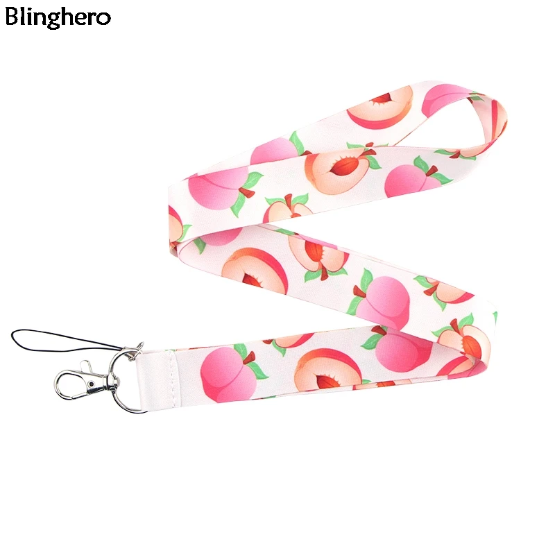 

Blinghero Peach Lanyard For keys Cool Phone Holder Neck Straps Fruit Print Hang Ropes Fashion Accessory for Women Kids BH0309