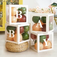 30cm Cube Clear Box Letter Style Plastic Gift Ballon Box for Wedding Birthday Party Decoration Baby Shower Supplies Package Bags