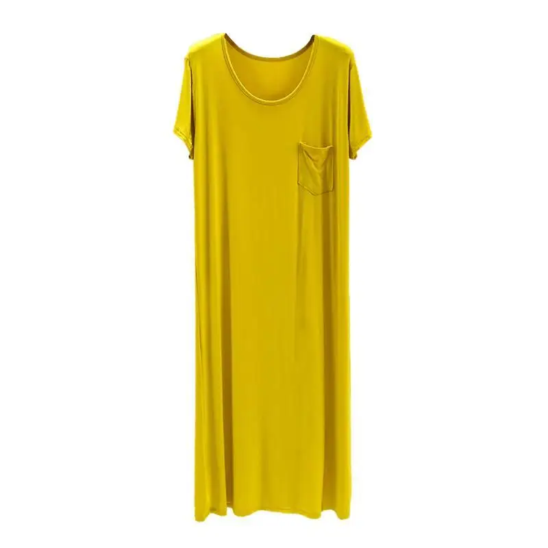 

Summer New Female Modal Dress Large Size Loose Nightdress Thin Short-Sleeved Casual Skirt Bottoming Long Skirt