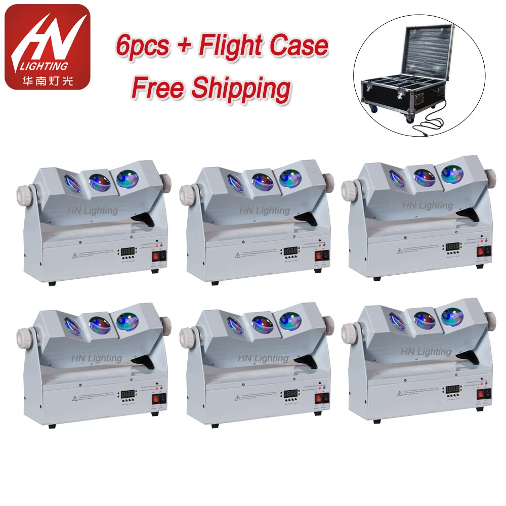 

6pcs Wireless dmx Tri Beam Battery Power LED Uplight 3*10W RGBA 4in1 DJ Uplighting Wedding wall washer