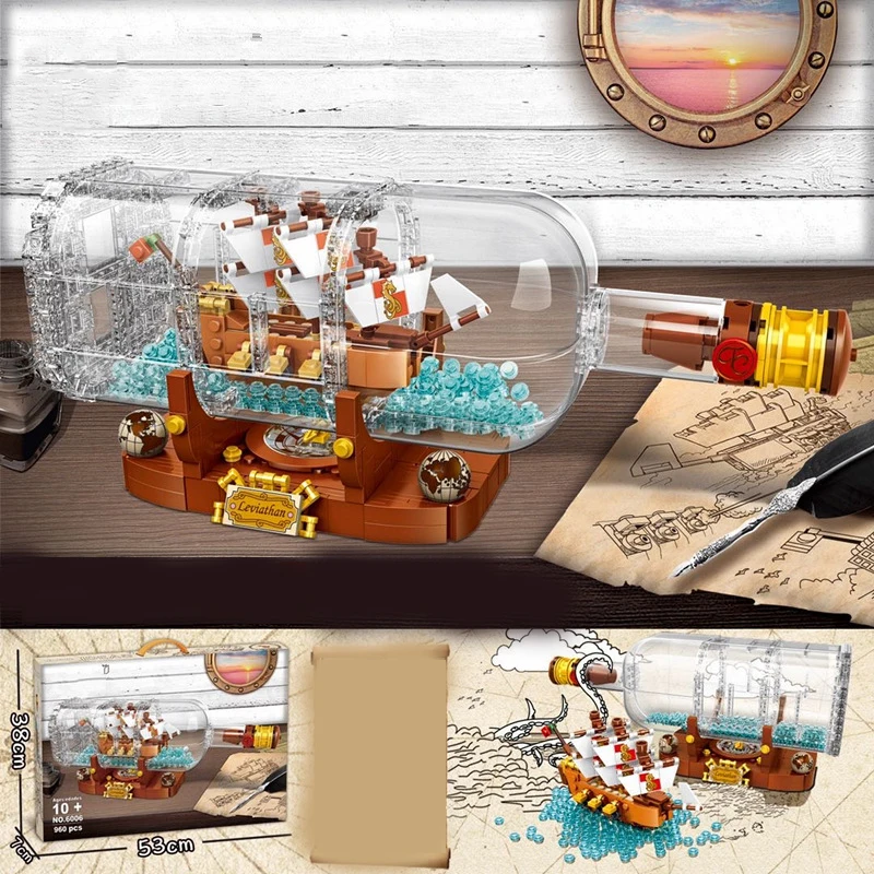 960 штук пиратского корабля бутылка детская просвещение образование DIY