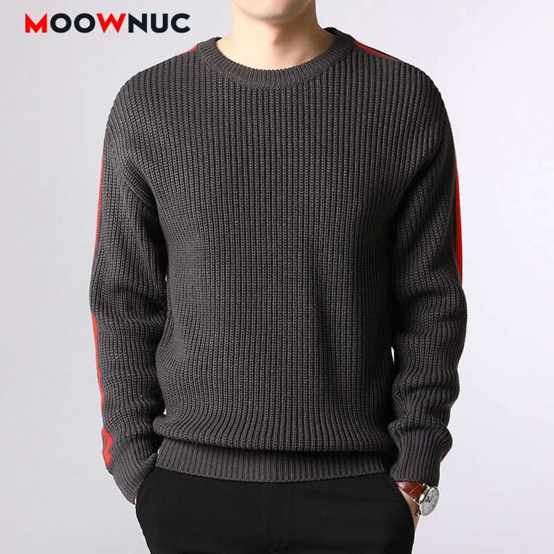 

Весенние свитера, пуловер, умный Повседневный модный осенний мужской свитер с круглым вырезом, Приталенный джемпер, мужская одежда MOOWNUC MWC