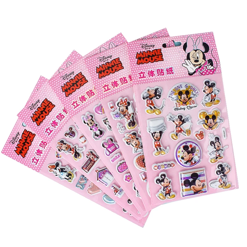 Объемные пухлые наклейки с Микки-Маусом водостойкие Мультяшные Стикеры для