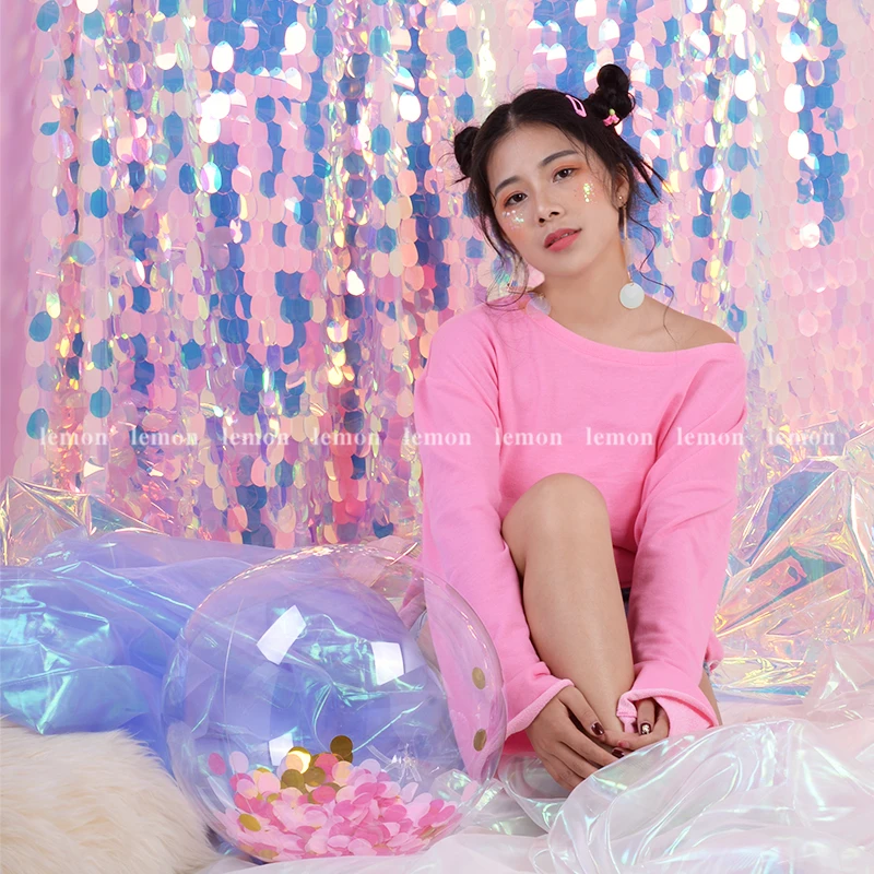 

8ft x8ft wedding background decor Seamless shinny silver curtain photography christmas photo booth decoration party favors