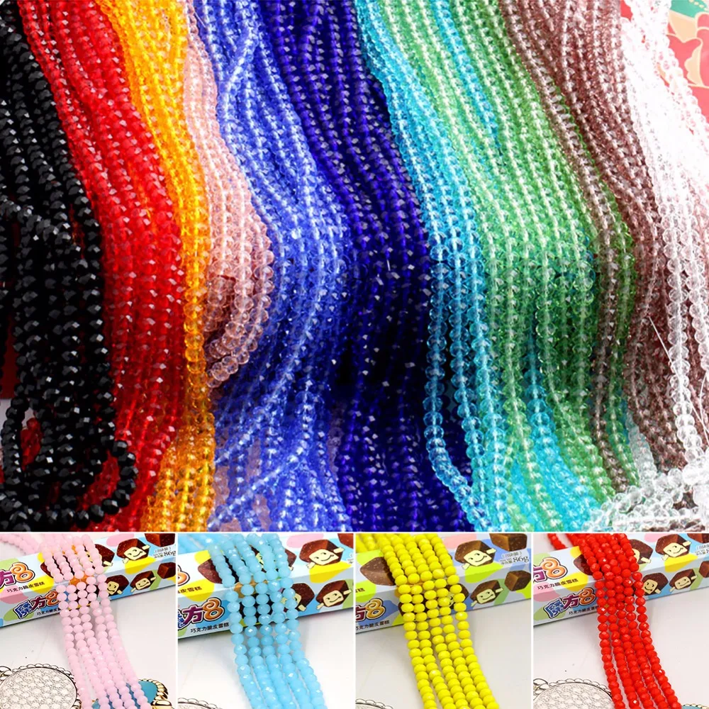 

4/6/8/10mm New Fashion Crystal Faceted Rondelle Glass Beads Bracelet Necklace DIY Jewelry Making Accessories