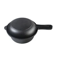 22cm cast iron uncoated frying pan multi function casserole pot