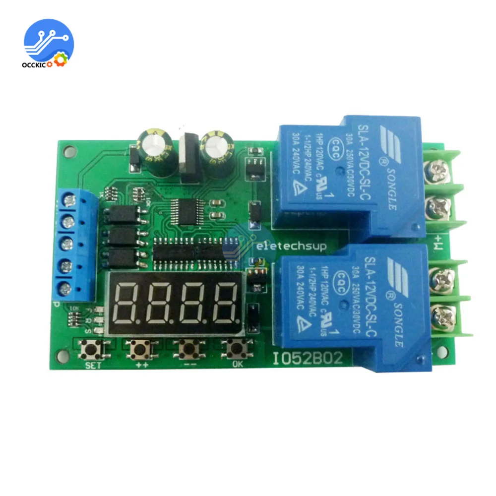 

12V 30A Multifunction DC/AC Motor Controller Relay Board Forward Reverse Control Automatic Delay Cycle Start Stop Switch Module