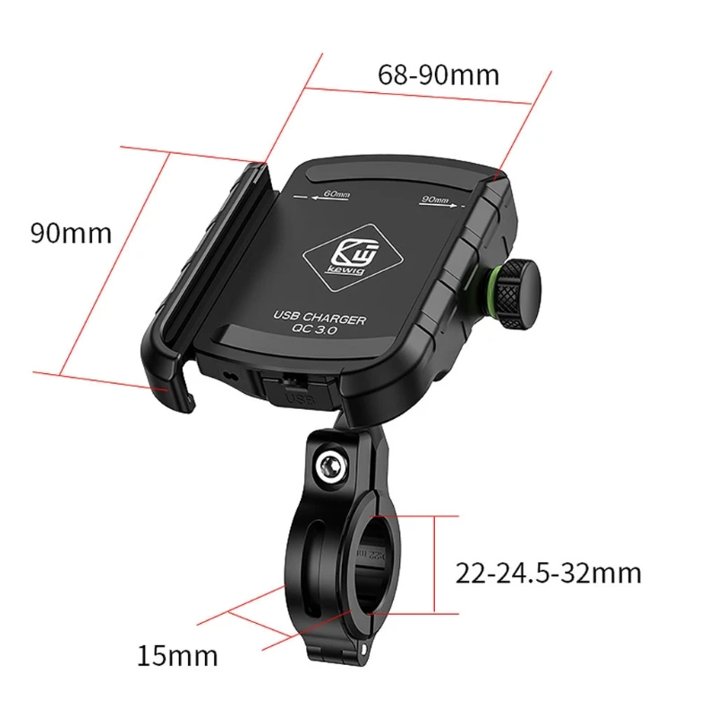 

1 Set Waterproof 12V 24V Motorcycle Mobile Phone Mount Stand Holder with QC3.0 USB Quick Charger Motorbike Handlebar Mirror Base