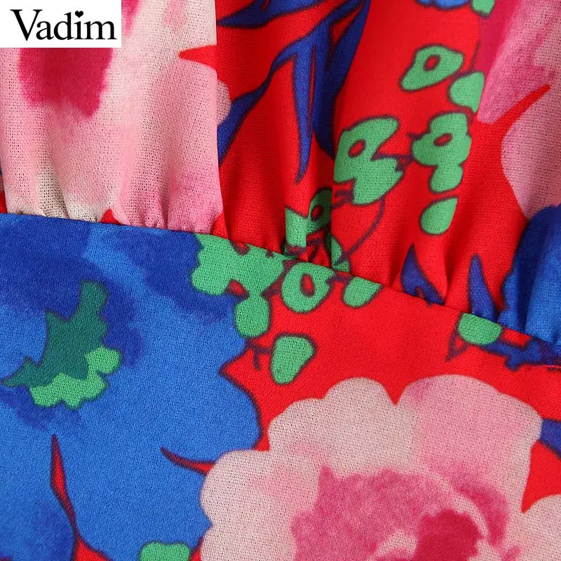 Vadim Женская стильная блузка с цветочным принтом длинным рукавом и круглым