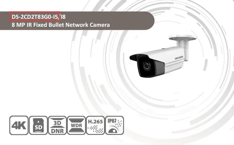 8 МП(4 K) ИК фиксированная пуля сетевая камера DS-2CD2T83G0-I5 Hikvision Оригинальная английская версия