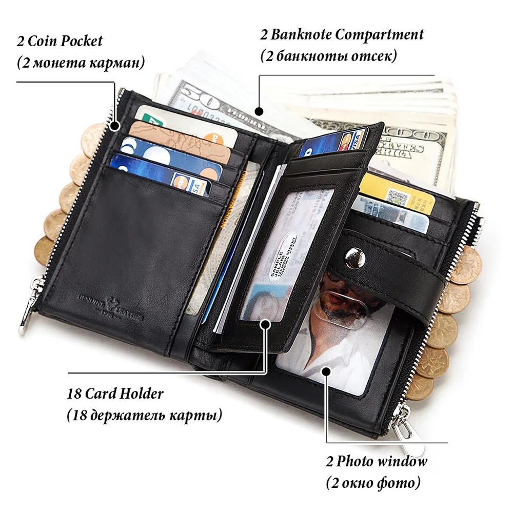 GZCZ бренд Rfid натуральная кожа мужской кошелек бумажники-портфели портмоне Короткий Мужской кошелек держатель для карт маленький portomonee