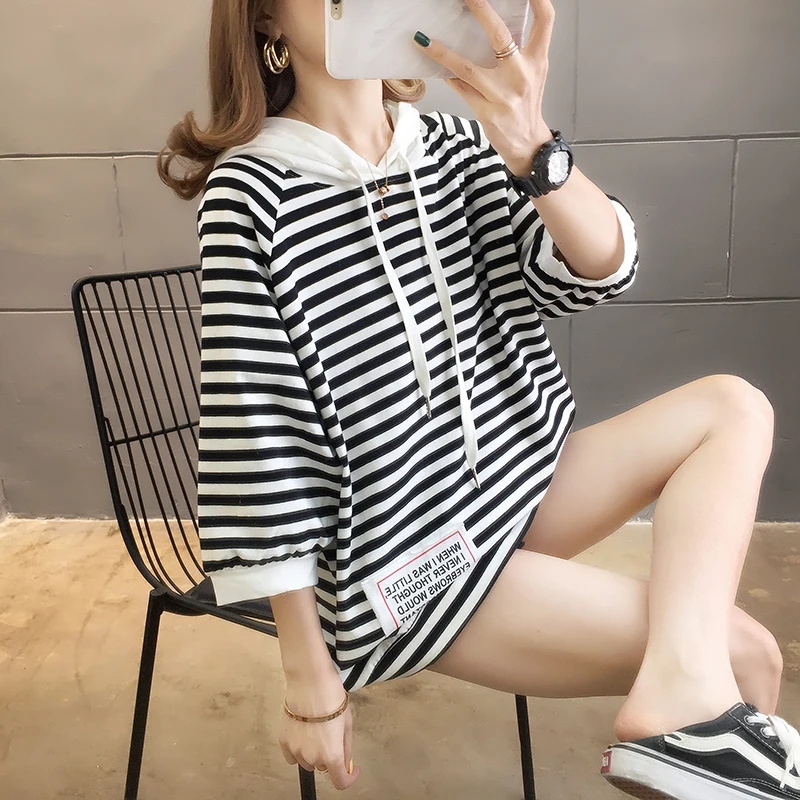 Женская футболка с капюшоном JMPRS Повседневная оверсайз из чистого хлопка в