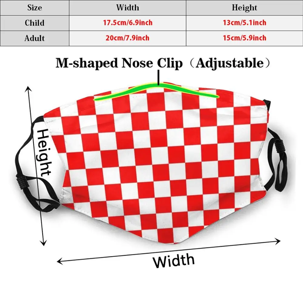 Шахматная маска с фильтром против пыли для взрослых и детей Хорватия Hrvatska Hrvati