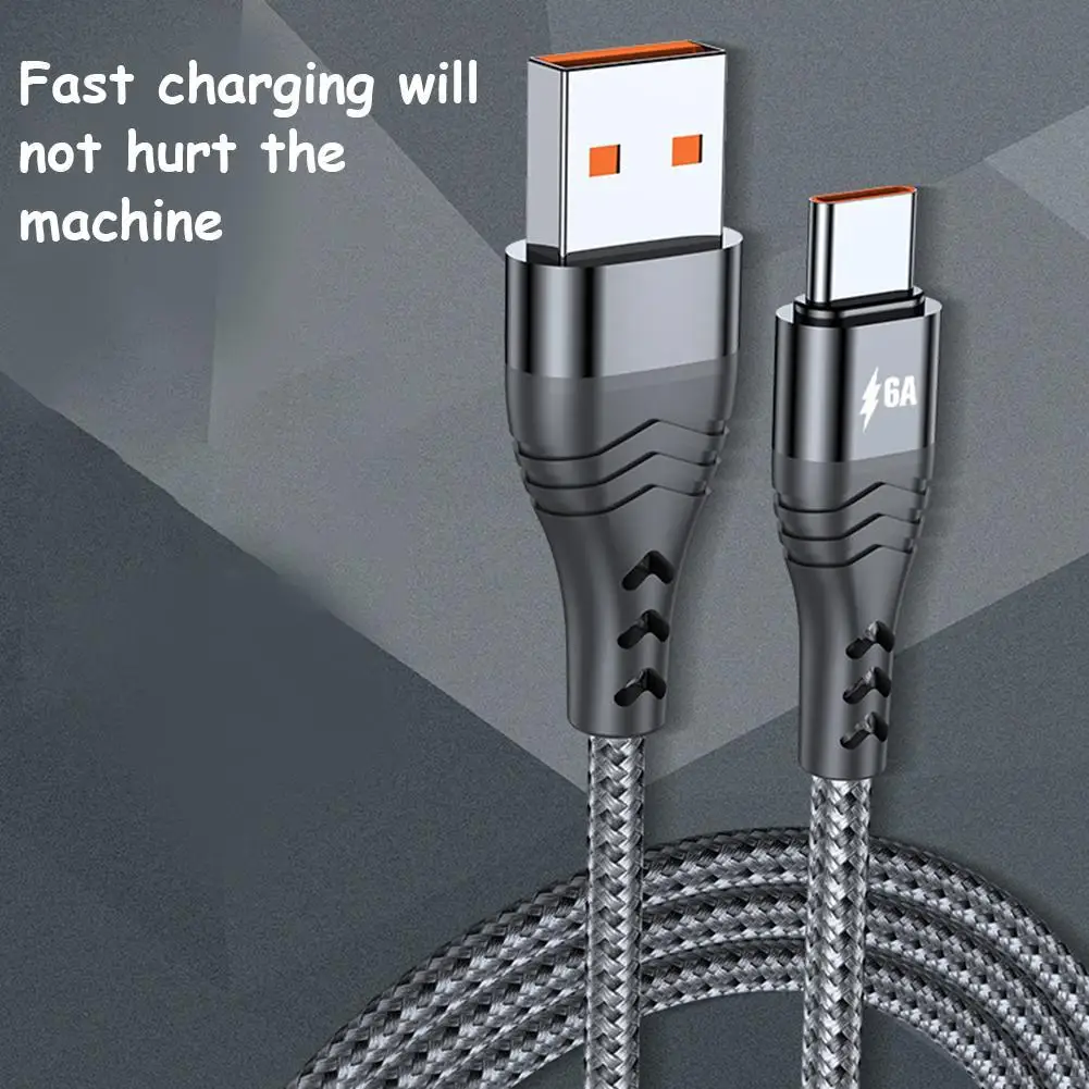 6A 66W USB Type C Cable For Huawei Mate 40 Pro 5A Fast Charging USB C Charger Cable Data Cord for Xiaomi OPPO VOOC 1/2Meter
