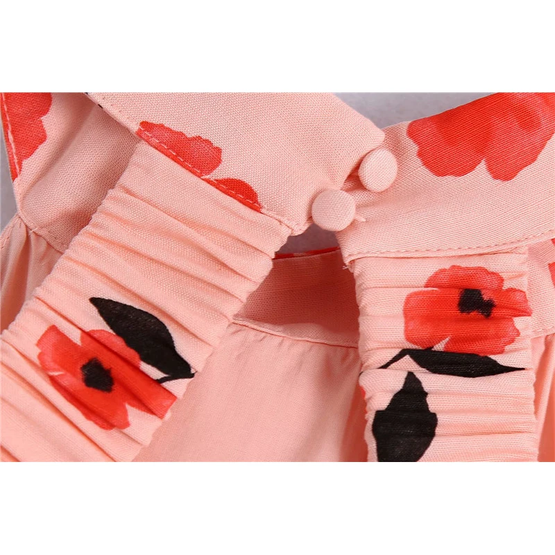 

Evfer Women Elegant Sleeveless Za Flower Print Short Tops Chic Lady Fashion Backless Elastic Waist Vest Girls Summer Tank Tops
