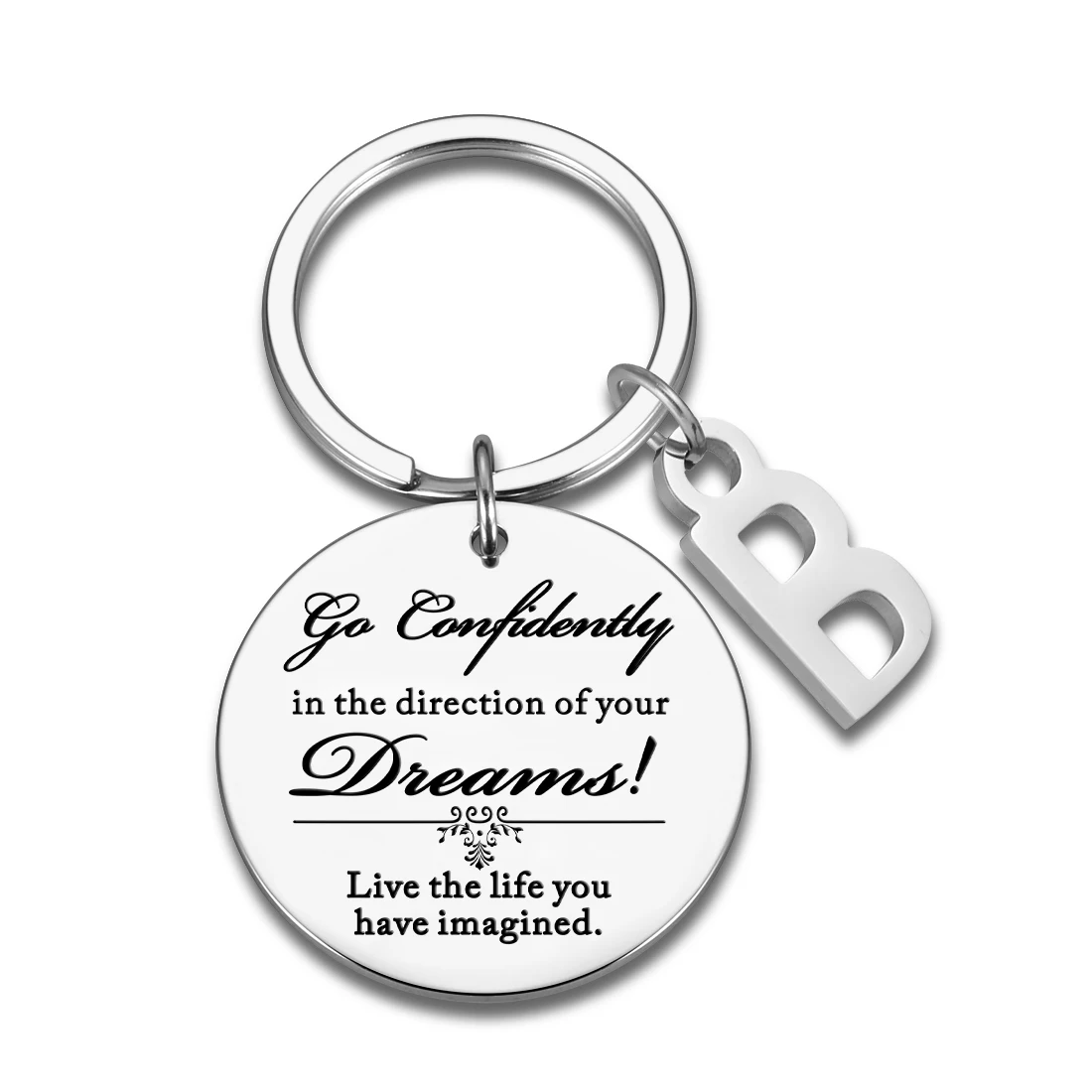 

Custom Keychain A-Z 26 Initials Lettering Live the life you have imagined Keyring Friend Gifts Key Chain Accessories Engraved