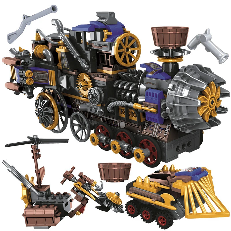 543 шт. город эпоха паровых машин поезда строительные блоки создатель военный