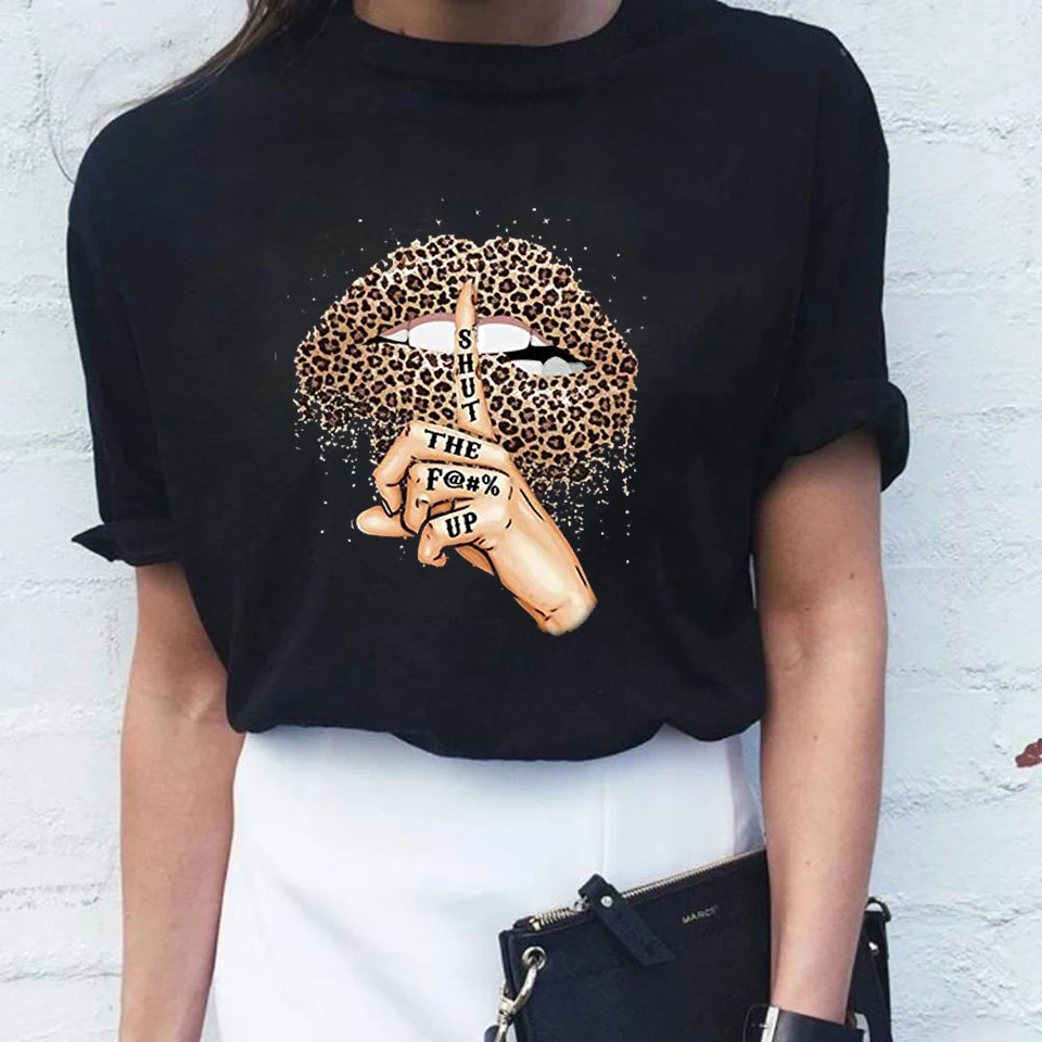 Женская футболка с принтом губ леопардовым забавным labios костюм хипстера женская