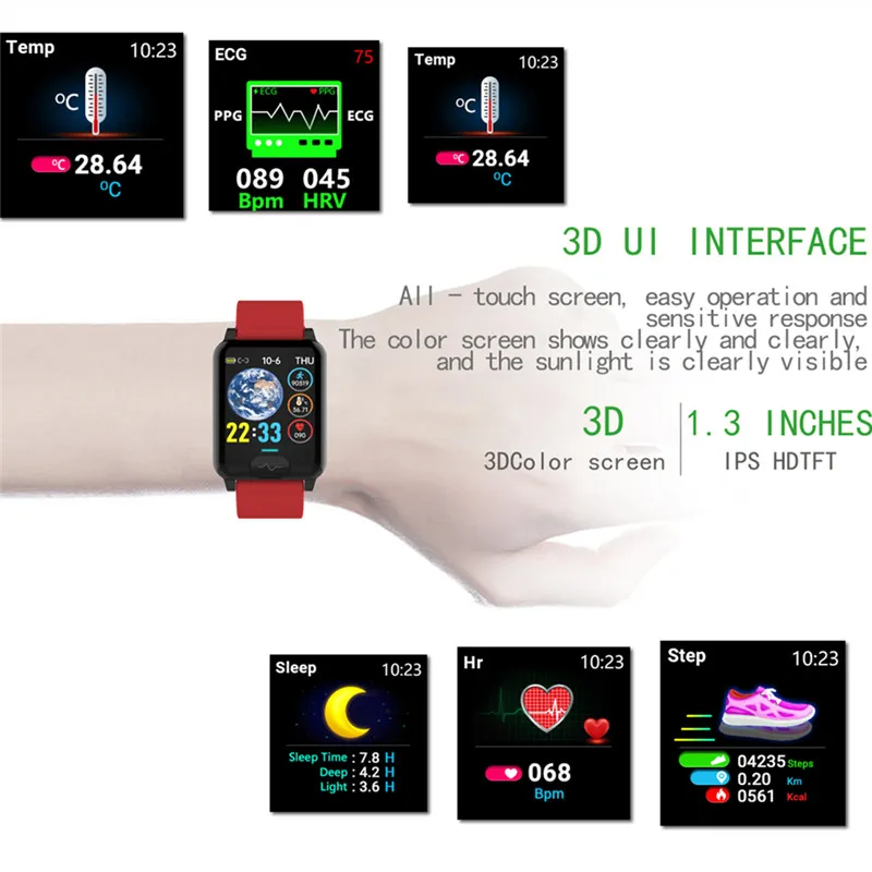

ECG PPG Smart Watch For Men Women Android Ios Smartwatch E04S Blood Pressure Temperature Pedometer Bracelet