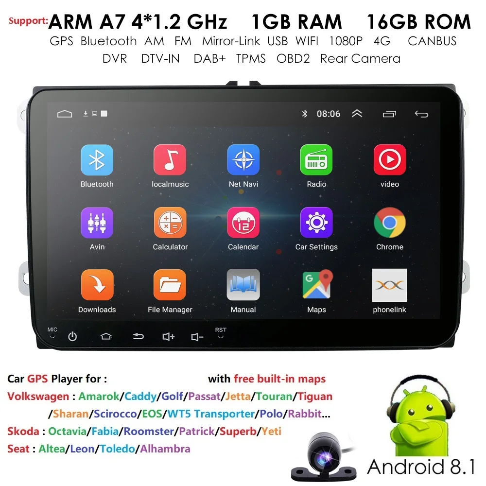Android 9,0 " 2din автомобильный DVD для POLO GOLF 5 6 POLO PASSAT B6 CC TIGUAN TOURAN EOS SHARAN SCIROCCO CADDY с 4G gps Navi