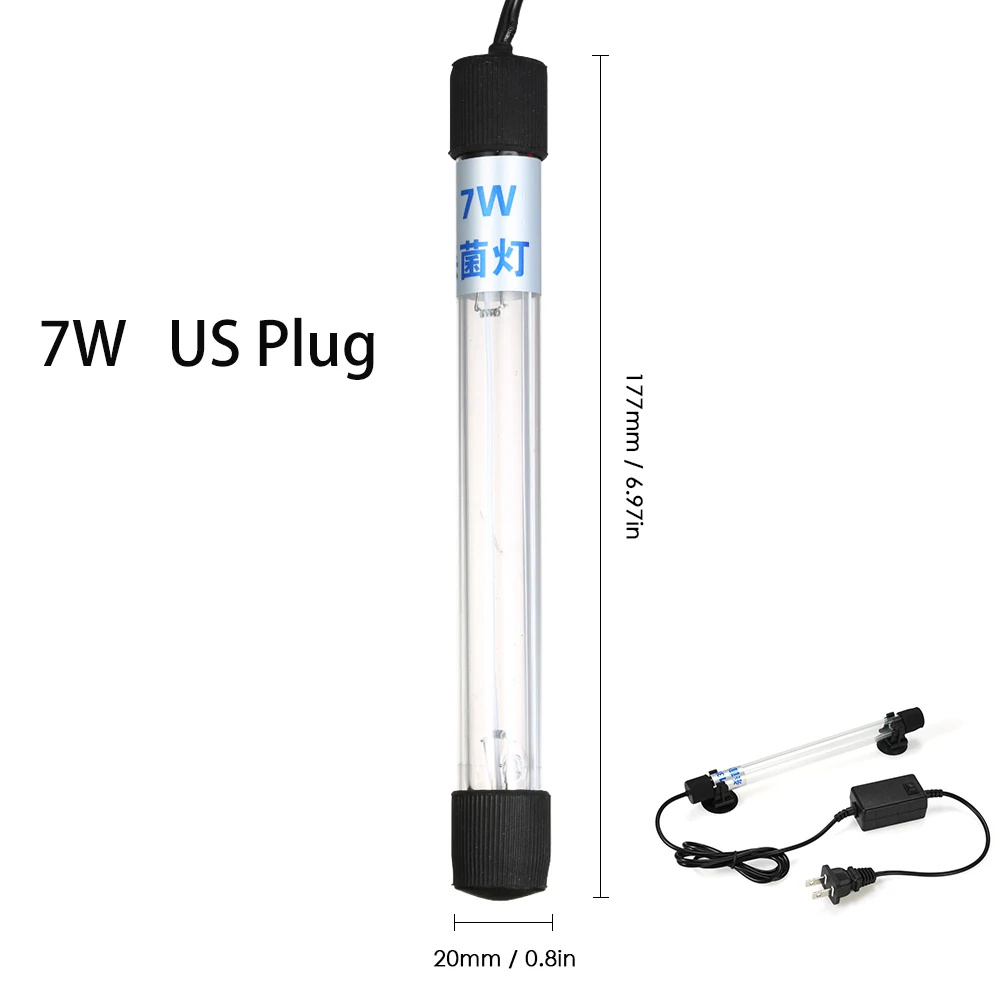 7W US Plug Аквариумный светильник светодиодный водонепроницаемый светильник для аквариума Подводные водонепроницаемые лампы для растений УФ-лампа погружной стерилизатор дезинфекция - Цвет: 7W US Plug