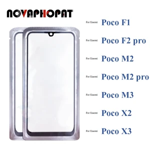 10pcs black digitizer lcd sensor glass for xiaomi poco f1 f2 m2 m3 m2 pro x2 x3 touch screen glass lens panel with oca film free global shipping