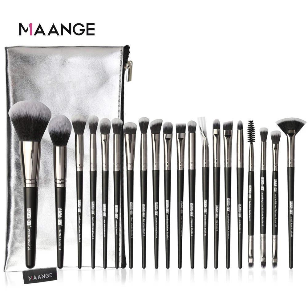 MAANGE Pro 5-20 шт. кисти для макияжа Набор многофункциональная щетка для волос порошок тени для век макияж кисти с Портативный PU чехол Красота инструменты