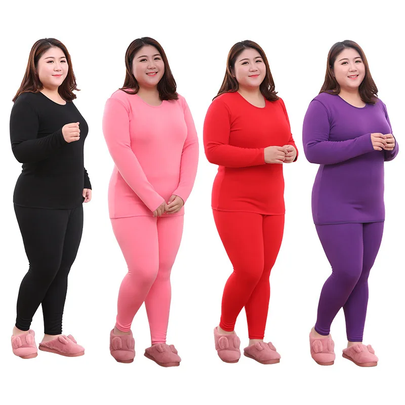 Women Thermal Underwear Winter Velvet Long Johns 2 Piece Set Plus Size 5XL 6XL Tops Pants Suits Warming Clothing Free Shipping