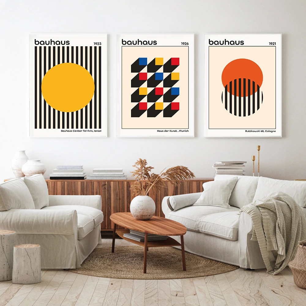 

Bauhaus Exhibition Unique Geometric Poster Minimalist Art Canvas Print Abstract Painting Wall Picture for Living Room Home Decor