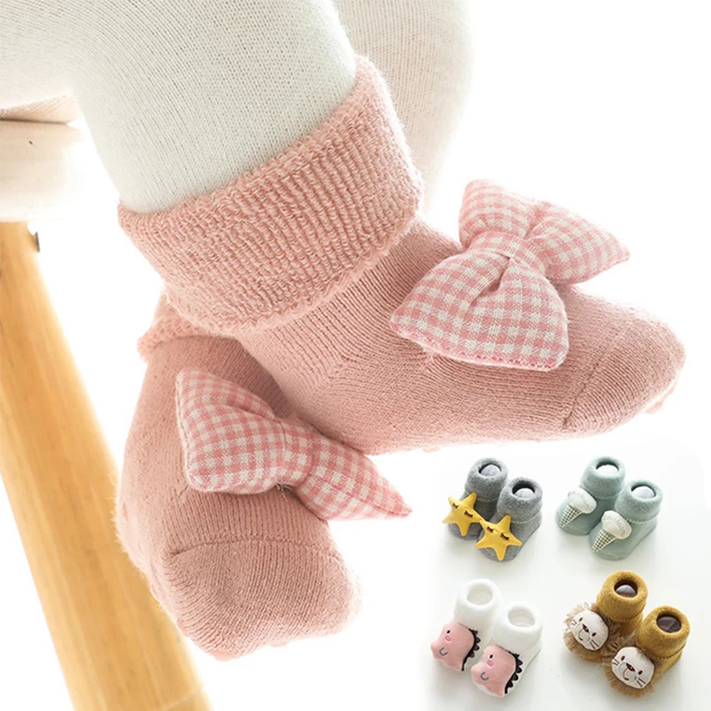 

Cute Baby Socks Newborn Winter Autumn Cartoon Bow Star Infant Baby Girl Boy Floor Socks Non Slip Thick Warm Toddler Kids Socks