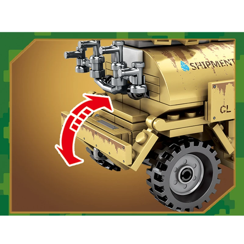 

ABS Green Material Assembly Building Blocks Military Tank Truck Model Soldier Combat Simulation Toy DIY Bricks for Boy Child