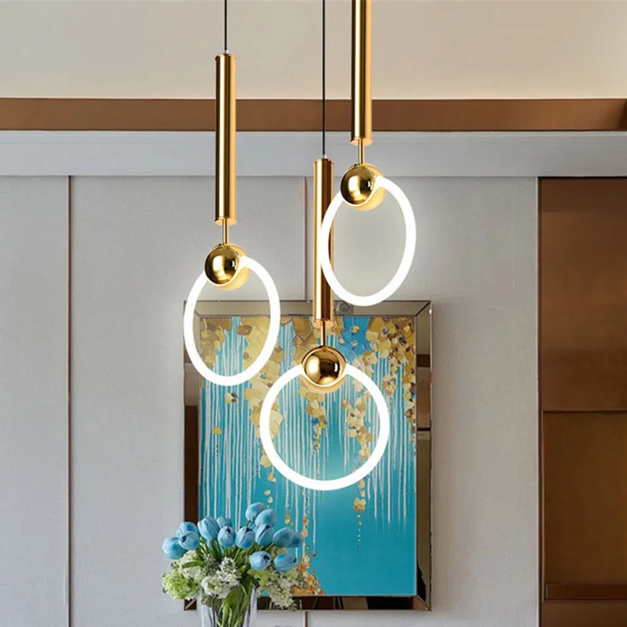 

BEIAIDI Nordic Golden Led Pendant Light Cafe Shop Window Hanging Light Dining Room Study Bedroom Bedside Pendant Lamp Suspension