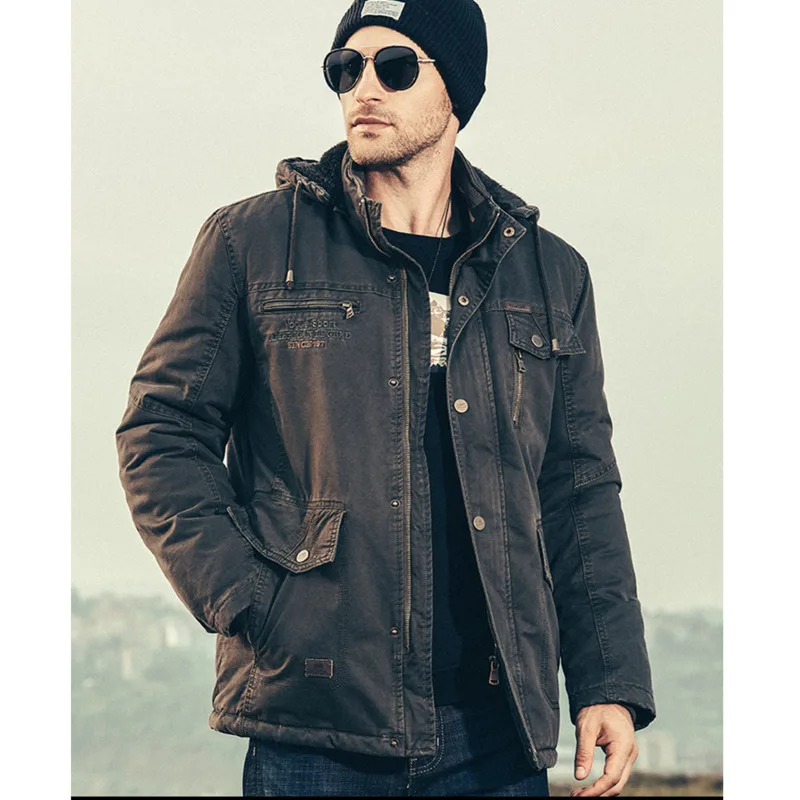 

7X 8XL Men Winter Long Casual Fleece Warm Jacket Coat Men Autumn Cotton Military Army Thermal Cargo Big Size Jacket Parkas Men