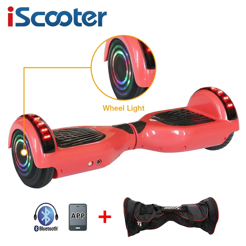 IScooter приложение Ховерборд 2 колеса самобалансирующийся электрический самокат Одноколесный стоящий умный двухколесный скейтборд дрейф скутер - Цвет: Red n bag