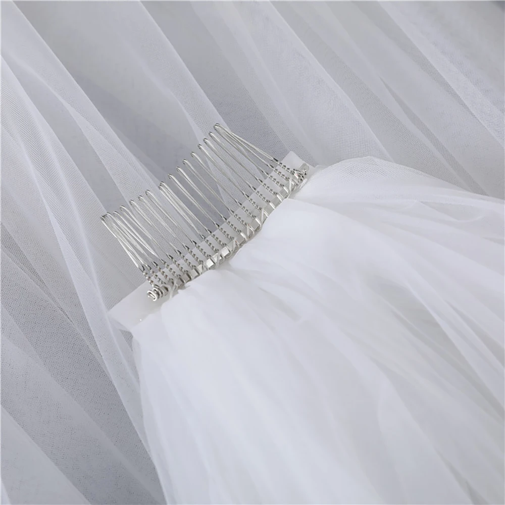 

Molans Double Golden Lace With Diamonds Bridal Veil 3.5 Meters Long Cathedral Wedding Soft Yarn With Metal Comb 0.8M Cover Face