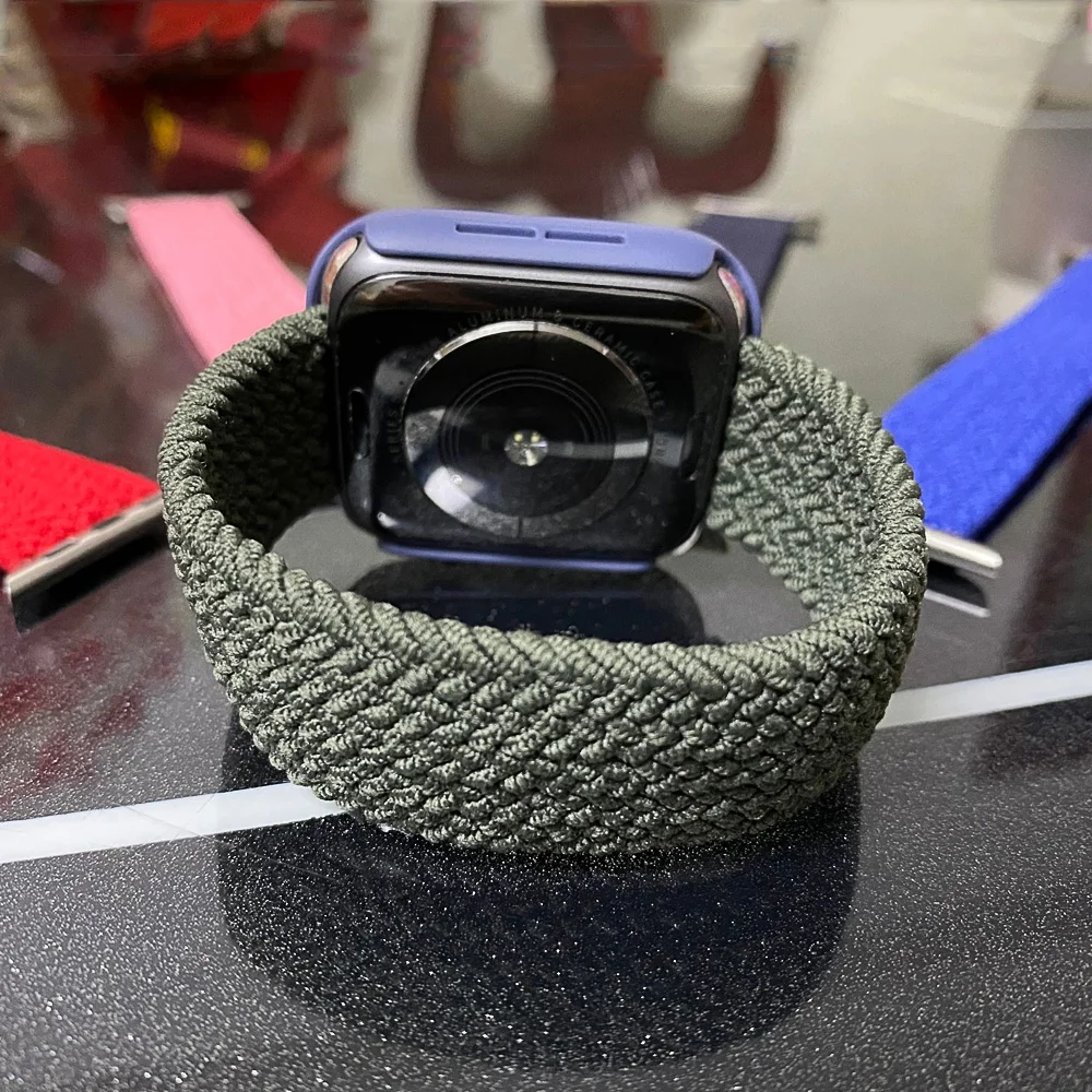 Плетеный ремешок Solo для Apple watch band 44 мм 40 38 42 эластичный нейлоновый браслет iWatch Series