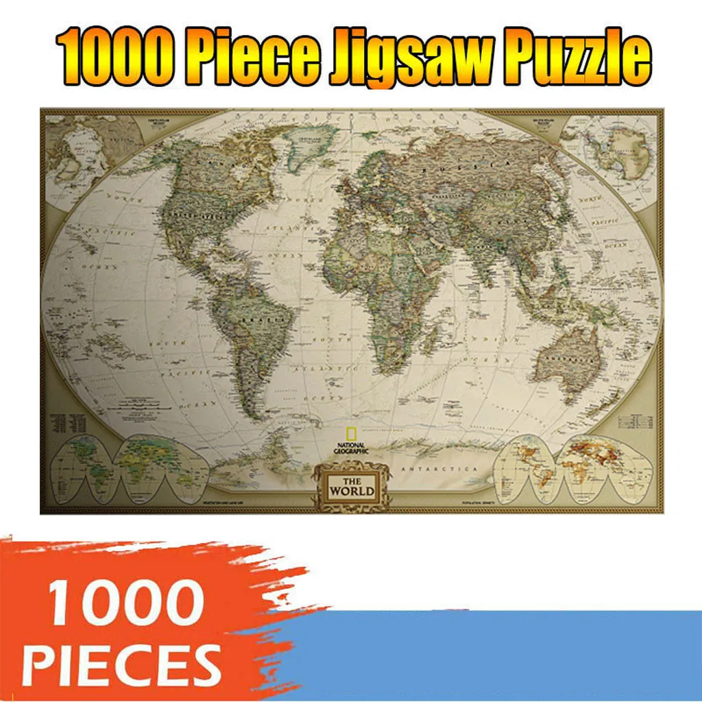 HIINST 1000 штук Пазлы для взрослых карта мира джигпильные игрушки Большая