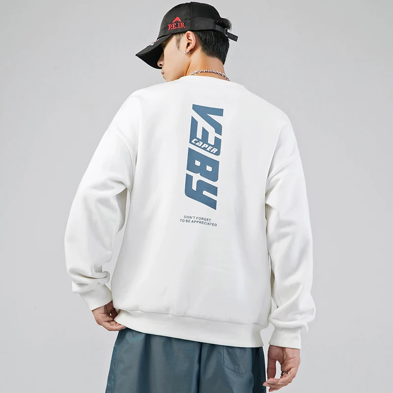 Свитшот мужской оверсайз с круглым вырезом однотонный свитшот в стиле хип-хоп