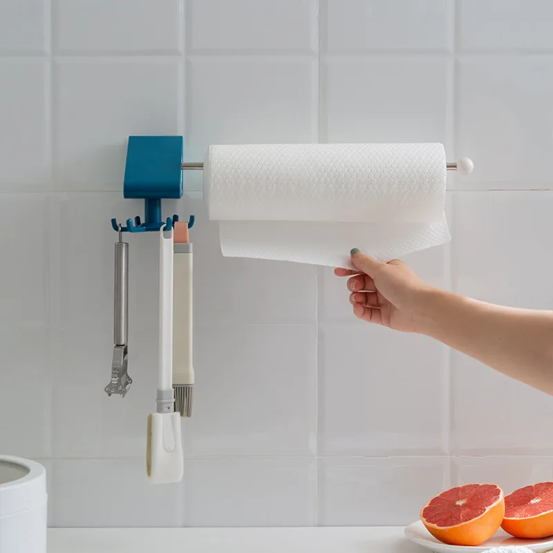 

1/2PCS Rotary Robe Hook Plastic Film Tinfoil Shelf For Kitchen Paper Tissue Holder Towel Rack For Hanger Bathroom Accessories