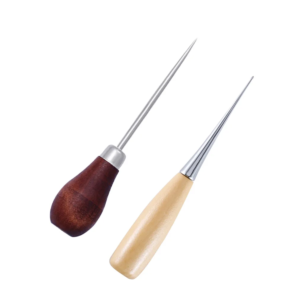

Wooden Handle Awls DIY Leather Tent Sewing Awl Pin Punch Hole Shoes Repair Tool Hand Stitcher Leather Craft Needle