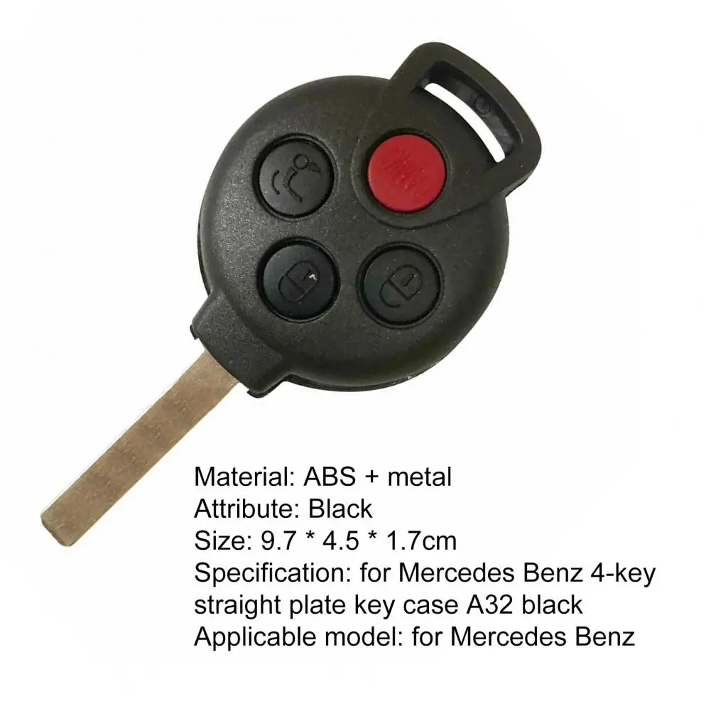

Remote Key Case 4 Button Replacement Black Key Shell Fob for Mercedes-Benz