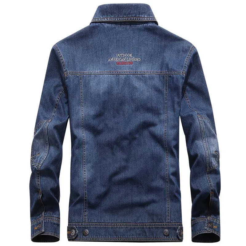 Autumn Winter Denim Jacket Men Casual Cotton Jeans and Coat OUTWEAR Cowboy Windbreaker Male Clothing Black Blue | Мужская одежда