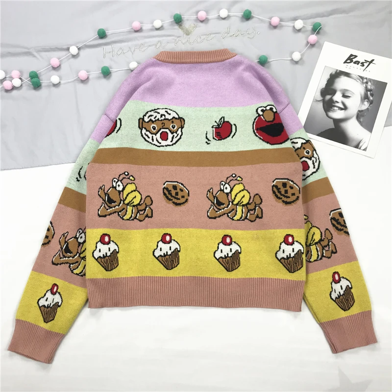 Фото MERRY PRETTY Women's Cartoon Embroidery Funny Knitted Sweaters 2020 Winter Thick Warm Harajuku Jacquard Sweater Knit Pullovers Женская MERRY PRETTY Women's Cartoon Embroidery Funny Knitted Sweaters 2020 Winter Thick Warm Harajuku Jacquard Sweater Knit Pullovers Женская