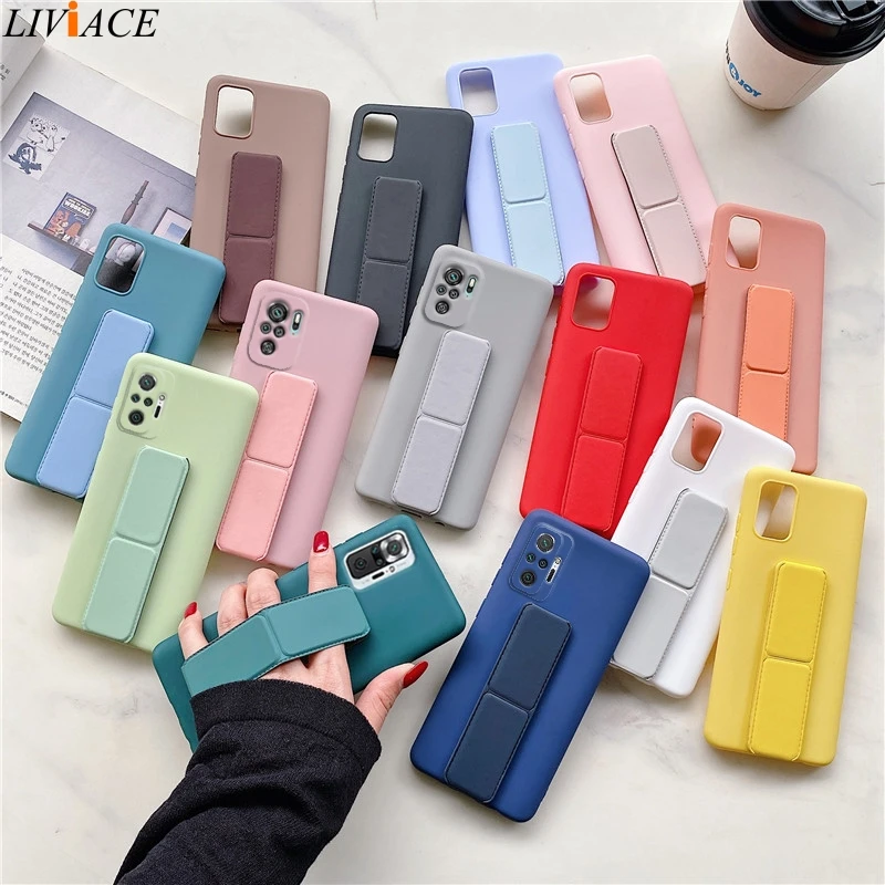 support magnetic car holder phone stand silicone case for xiaomi redmi note 10 note10 pro max 10s poco f3 5g finger grip cover free global shipping